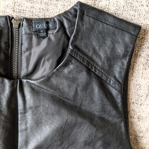 Quinn Black Faux Leather Structured Peplum Top - Picture 6 of 7